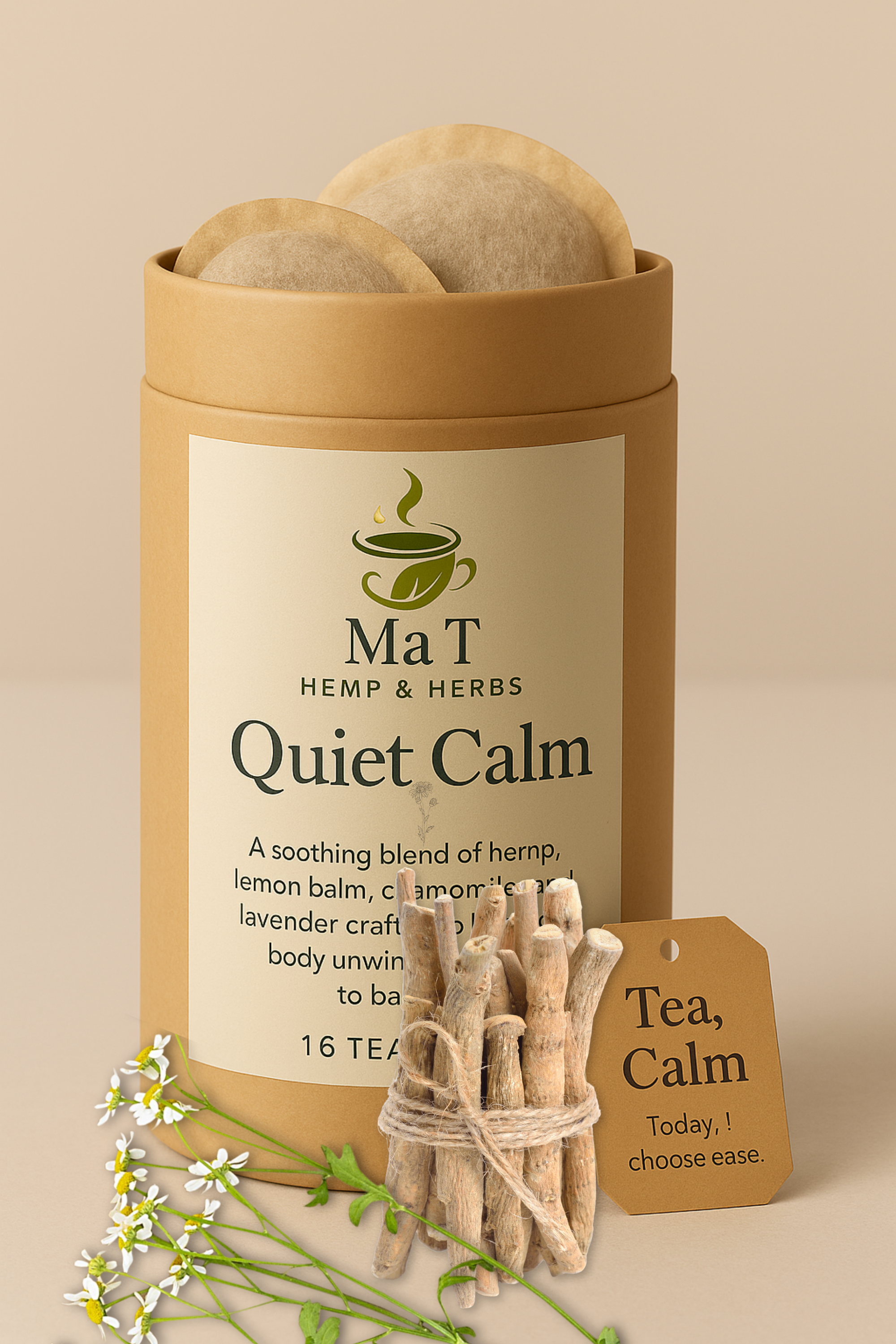 Quiet Calm Hemp Tea | Chamomile, Lavender & Adaptogen Herbal Blend